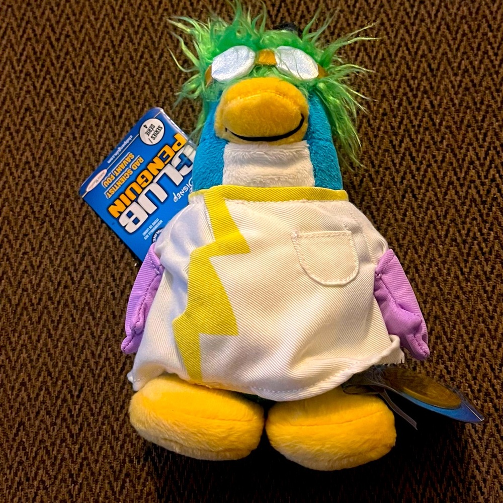 Club Penguin Rad Scientist Series 4 with Tag and Unused coins attatched